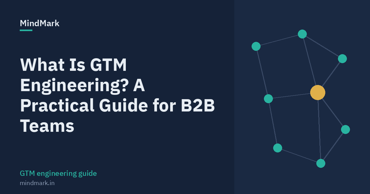 Network of connected nodes representing a GTM engineering system, with the title What Is GTM Engineering