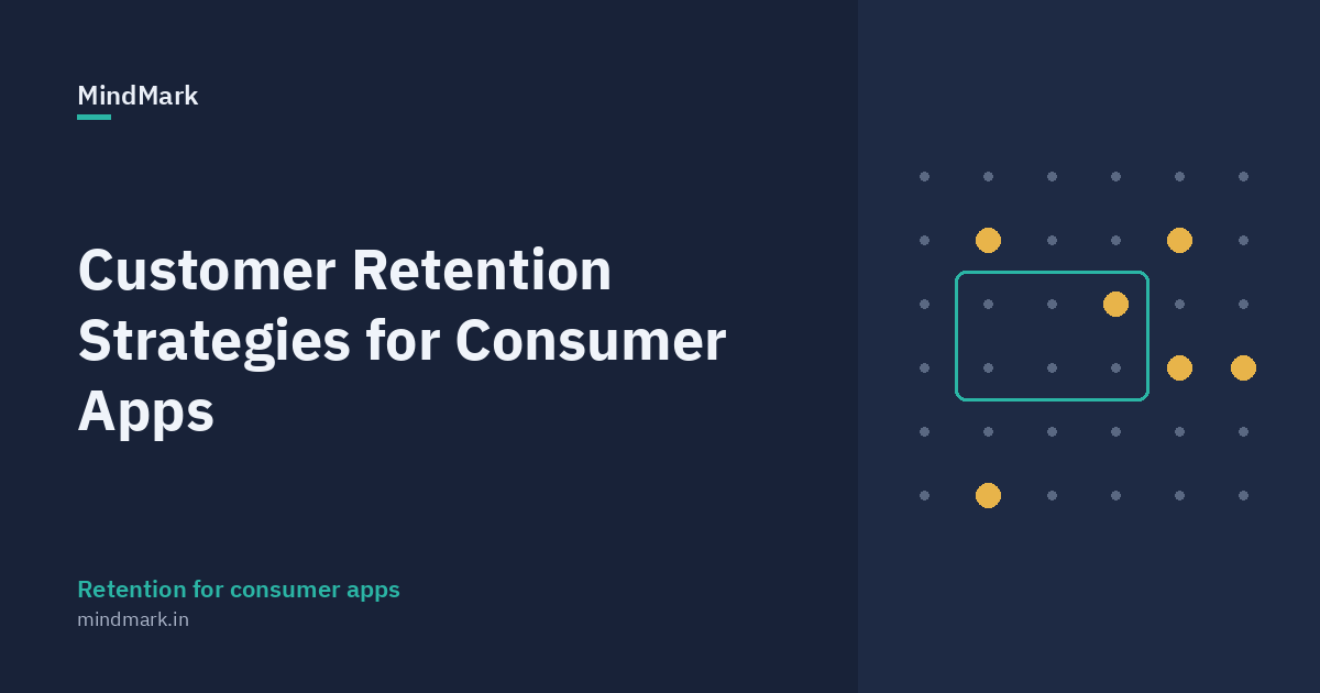 Grid of dots with highlighted points inside a selection box, illustrating customer retention strategies for consumer apps