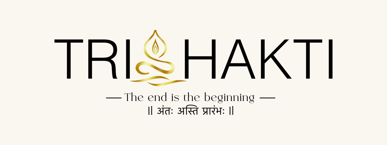 Trishakti Yoga logo with the line The end is the beginning